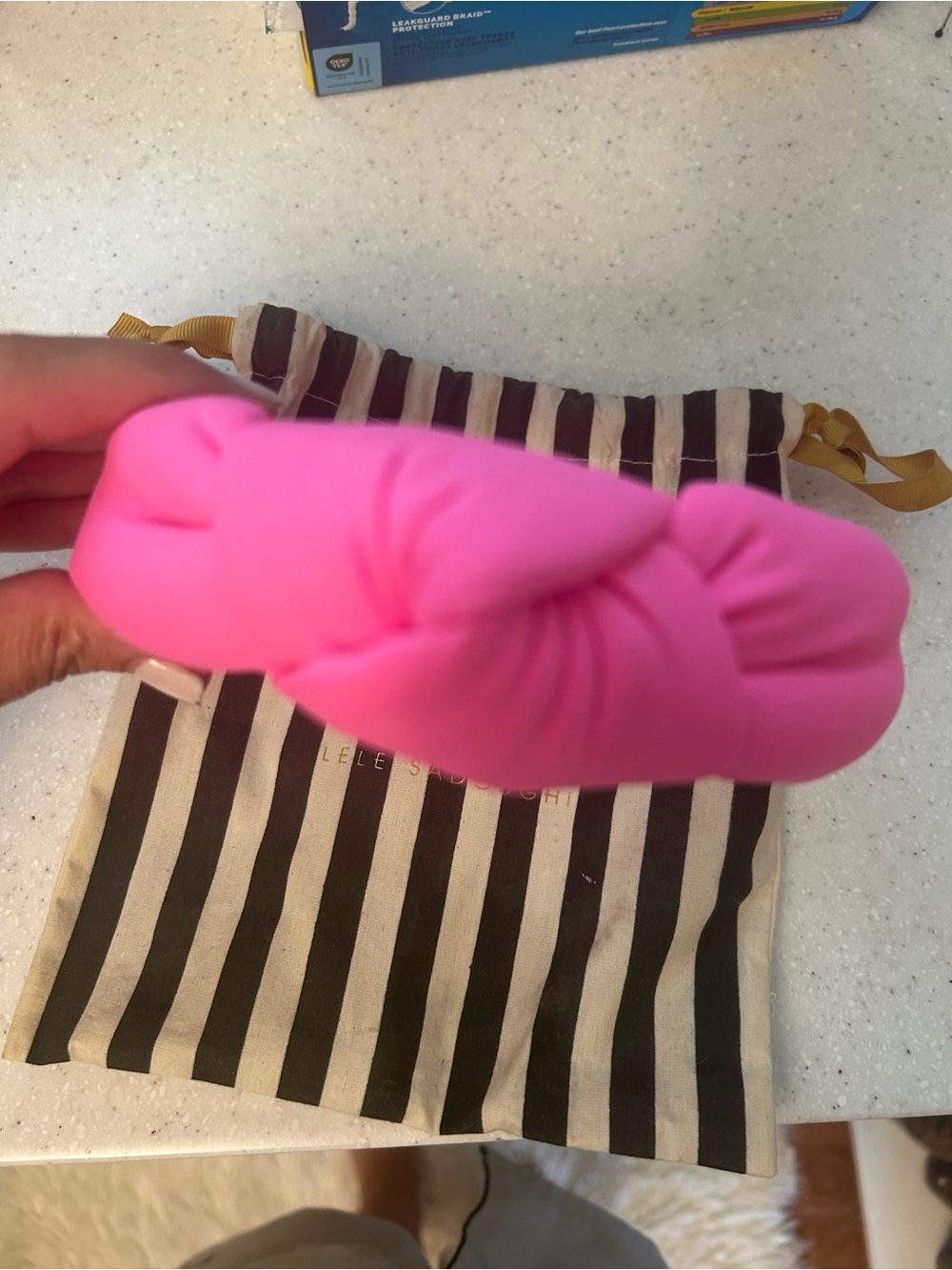 Lele Sadoughi Neon Pink Padded Knot Headband - Picture 2 of 3